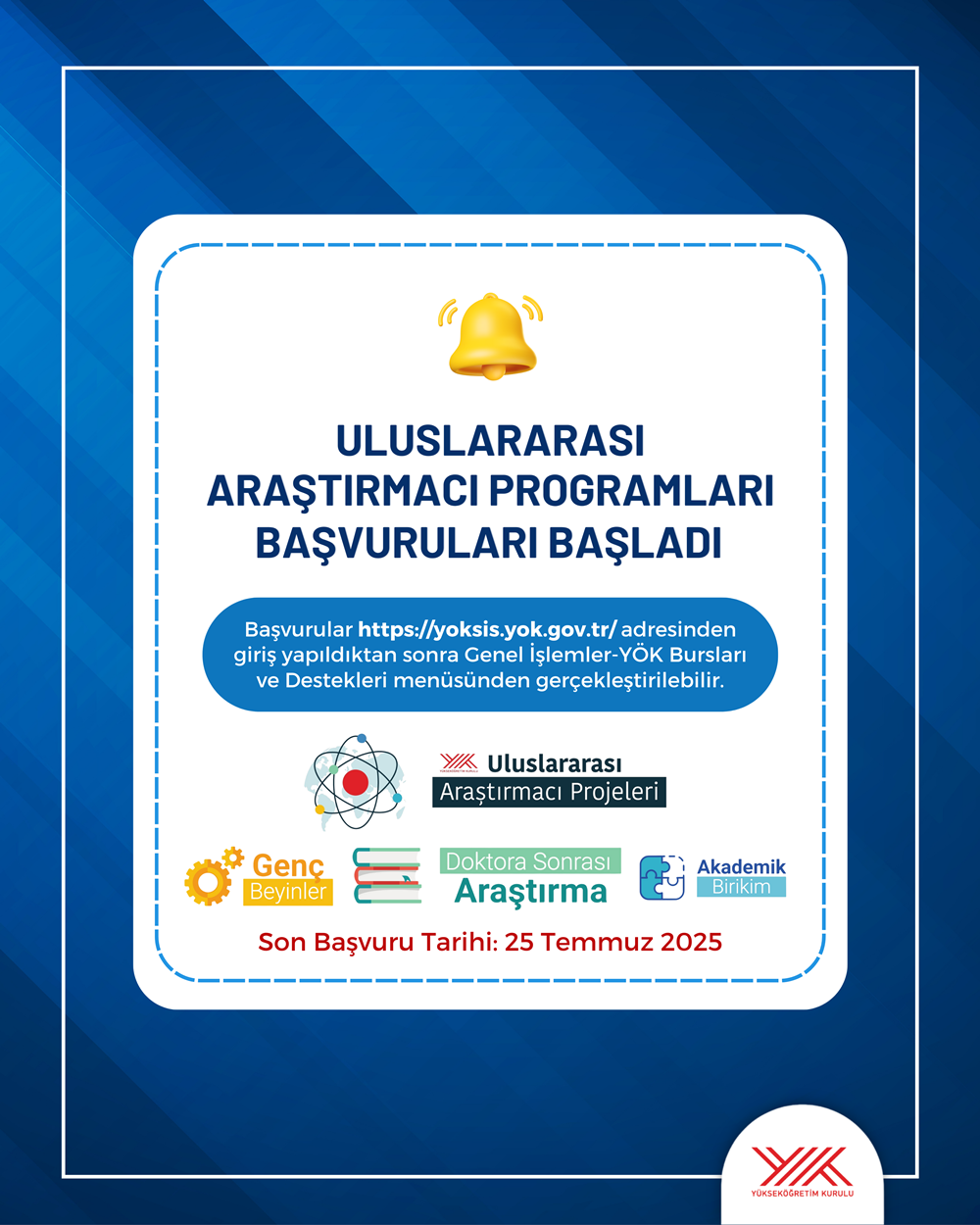 Yükseköğretim Kurulu “Uluslararası Araştırmacı Programları" Başvuruları Başladı