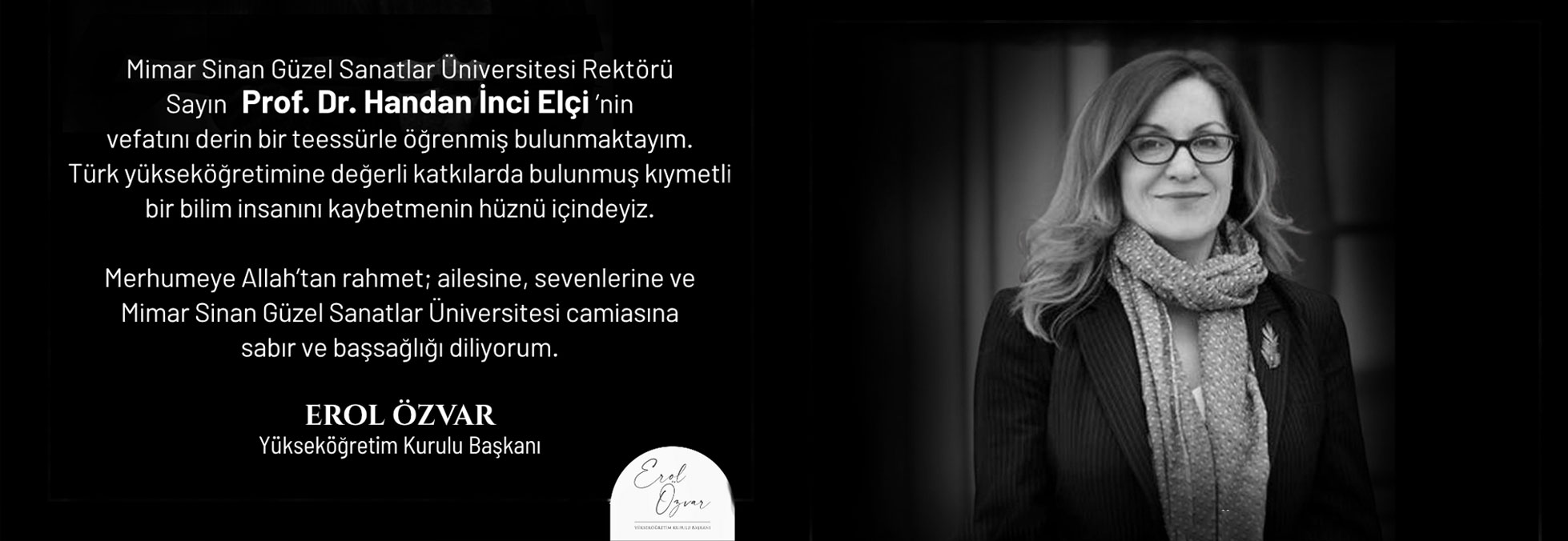 Mimar Sinan Fine Arts University Rector Prof. Handan İnci Elçi Passes Away
